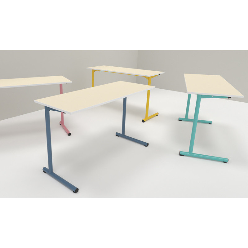 TABLE S2 2 PERSONNES 50*1300 T5 JAUNE GENET - PLATEAU SERINGA - CHANT ABS BLANC